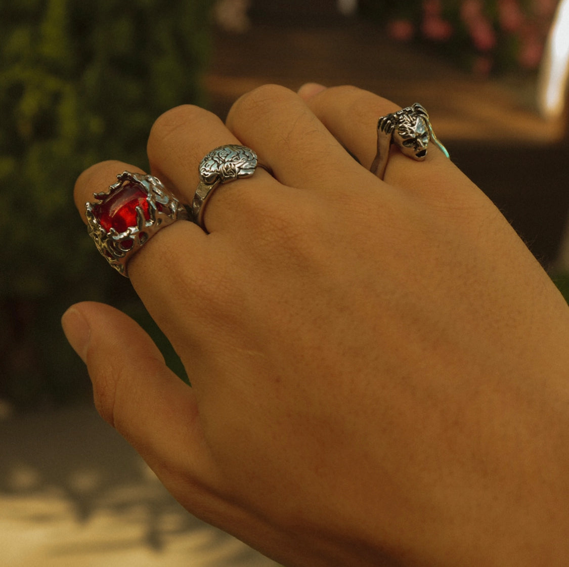 Silver Melting Stone Ring Fashion Jewelry by Yordy.