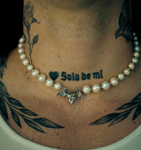 Winged Skull Pearl Necklace - Fashion Jewelry by Yordy.