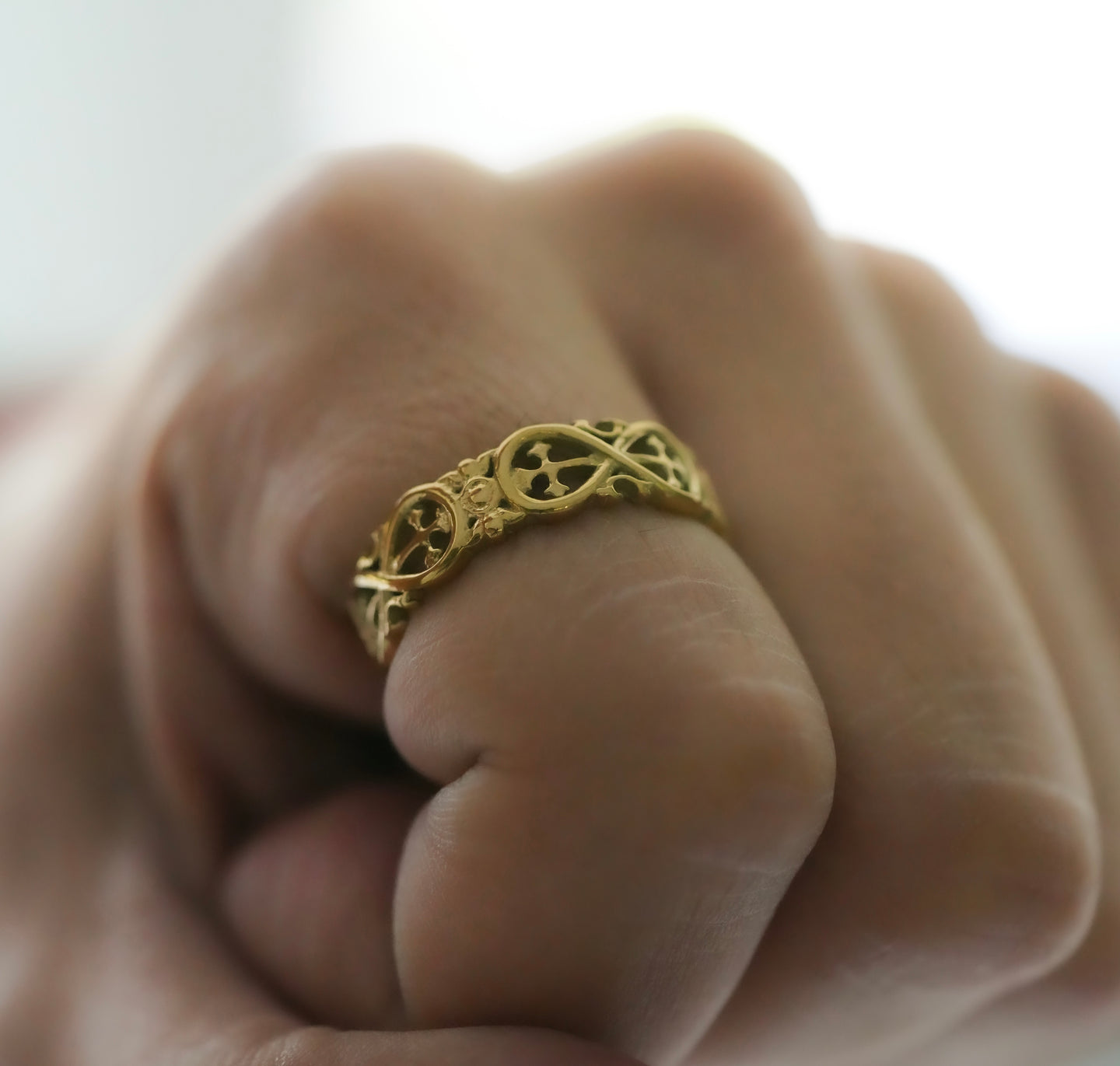 Gold Infinite Crosses Ring