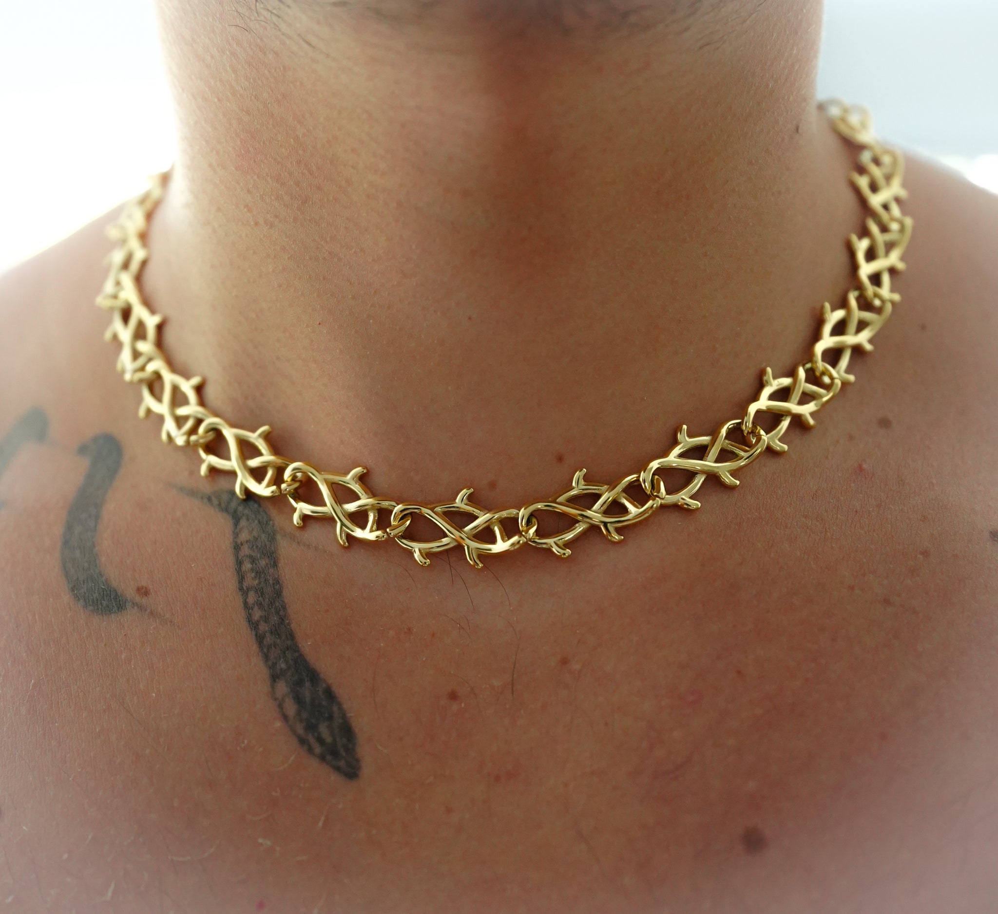 Gold Barbwire Chain - Fashion Jewelry by Yordy.