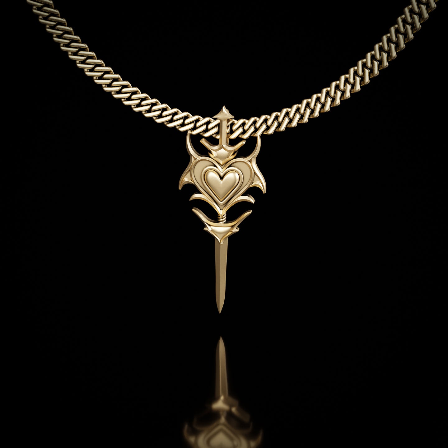Gold Evil Heartbreak Necklace
