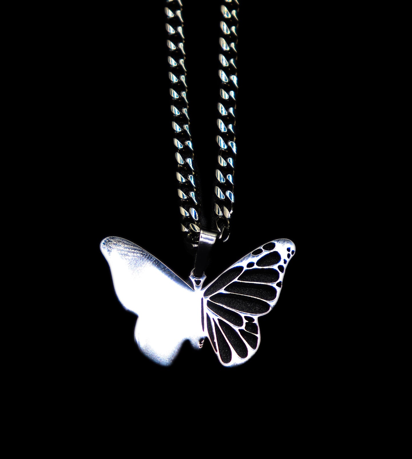 Silver Split Butterfly Necklace - Fashion Jewelry by Yordy.