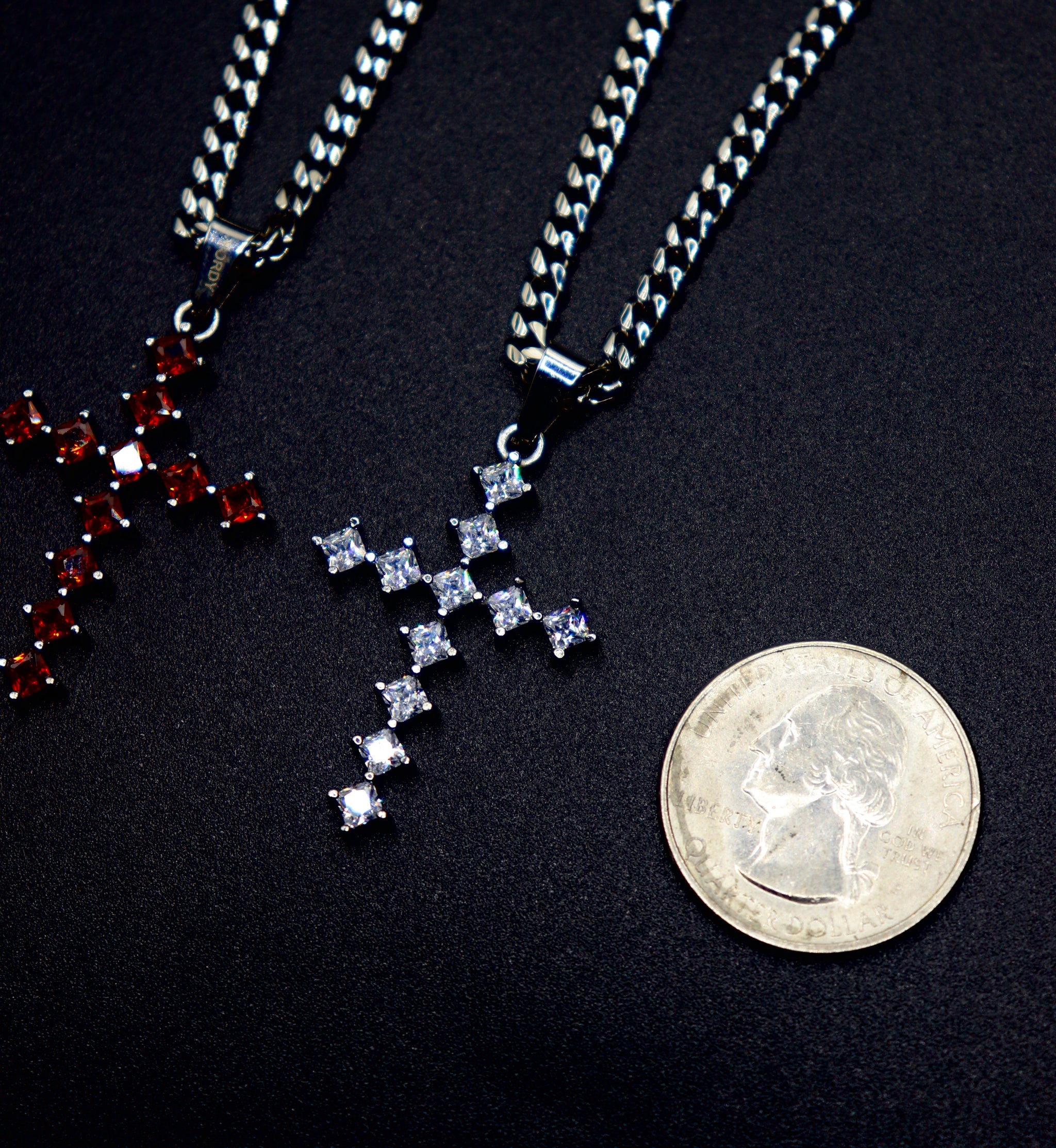 CZ Stones Cross Necklace - Fashion Jewelry by Yordy.
