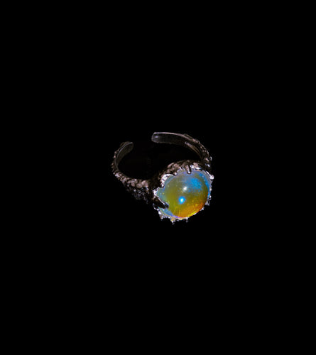 Silver Iridescent Moon Ring - Fashion Jewelry by Yordy.