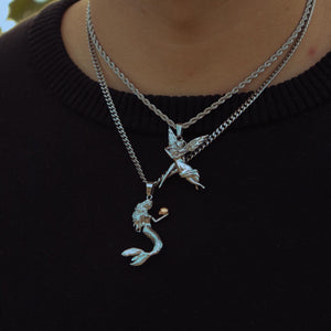 Silver Mermaids Love Necklace - Fashion Jewelry by Yordy.