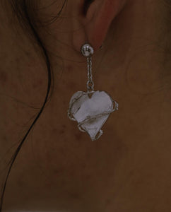 Silver Scarred Heart Earrings - Fashion Jewelry by Yordy.