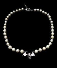 Load image into Gallery viewer, Winged Skull Pearl Necklace - Fashion Jewelry by Yordy.