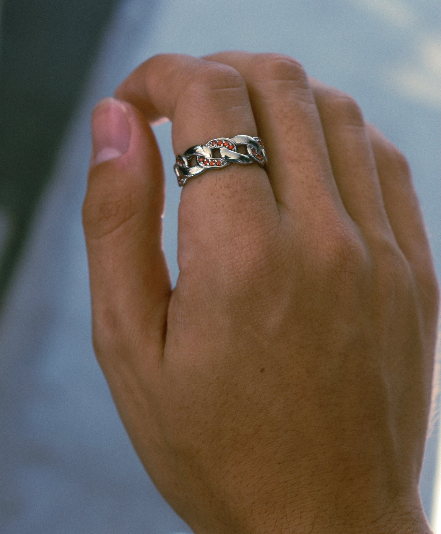 Red Stones Curb Ring - Fashion Jewelry by Yordy.