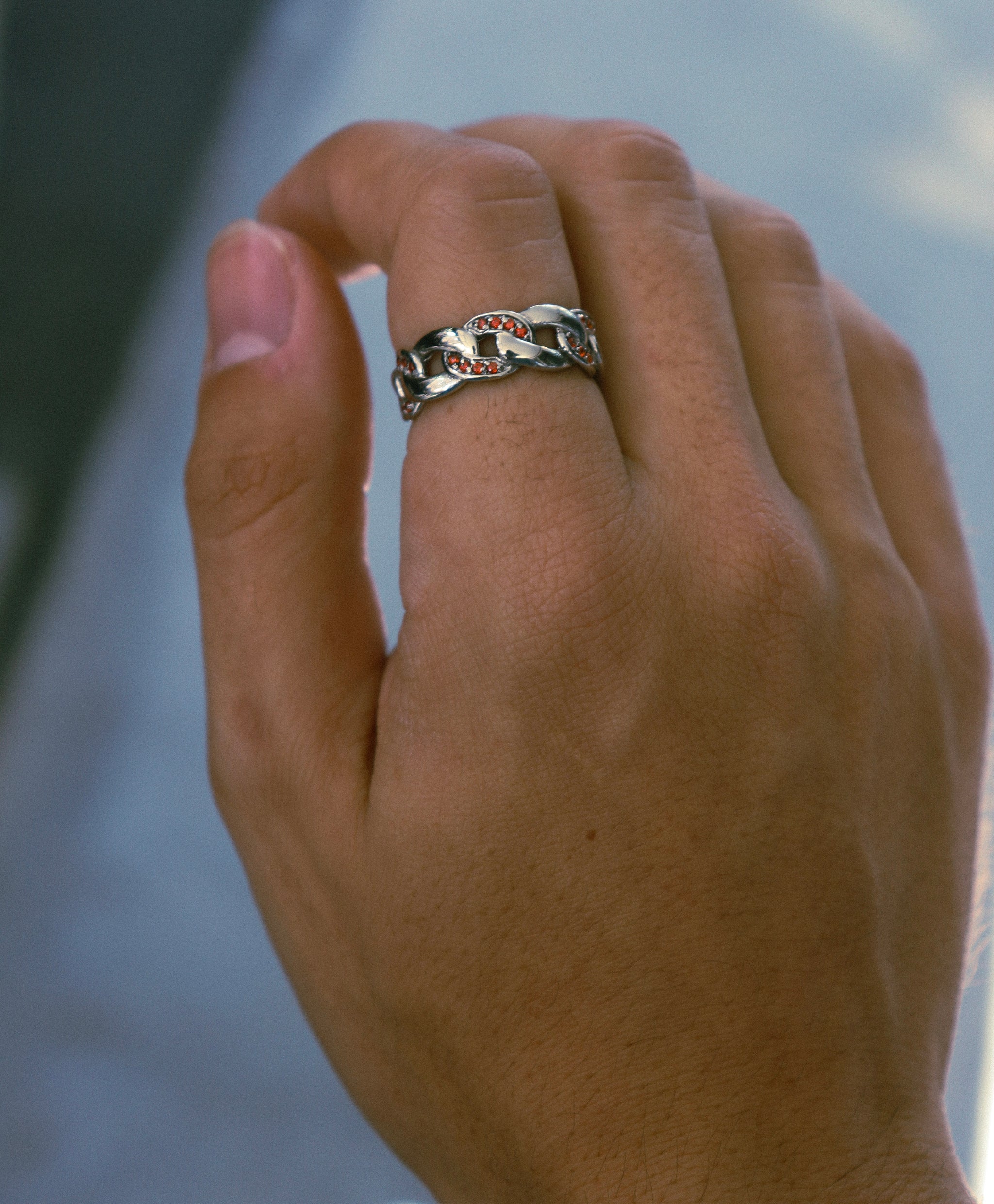 Red Stones Curb Ring - Fashion Jewelry by Yordy.
